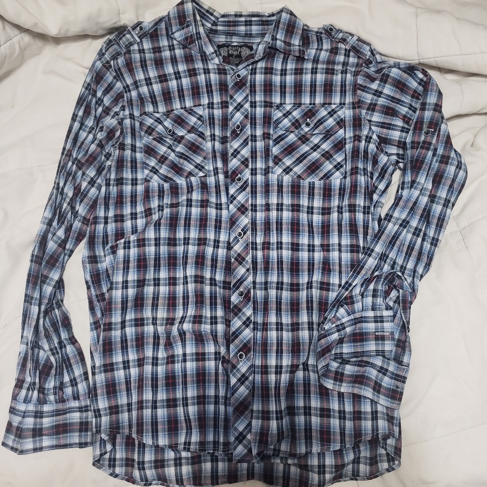 EIGHTY EIGHT Men's Large Button Down Plaid Shirt